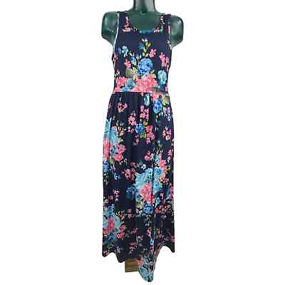 #ad Floral Sleeveless Racerback Stretch Maxi Long Dress Women#x27;s Size L 2381 $13.59