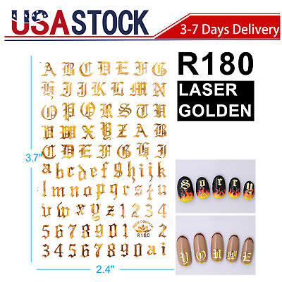 3D Holographic Nail Stickers Decal DIY Nail Art Decoration Gothic Alphabet R180 $0.99