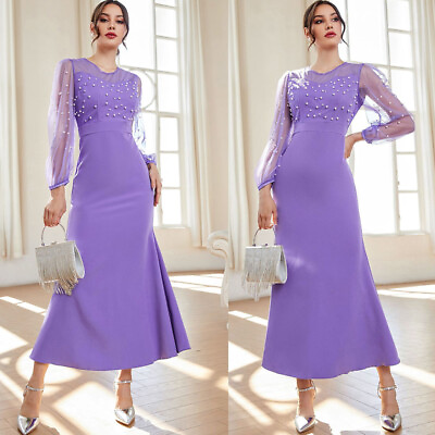 #ad Muslim Women Lace Long Maxi Dress Abaya Evening Robe Dress Party Gown Islamic $29.66