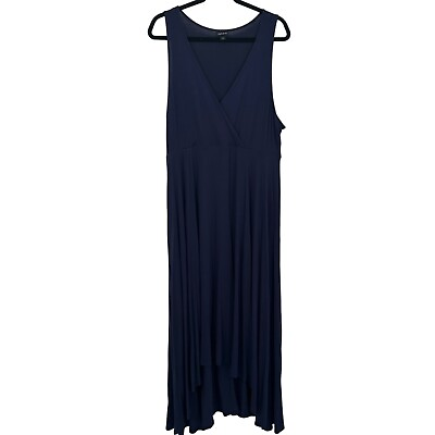 #ad Torrid Sleeveless V Neck Navy Blue Maxi Dress Size 1X $23.51