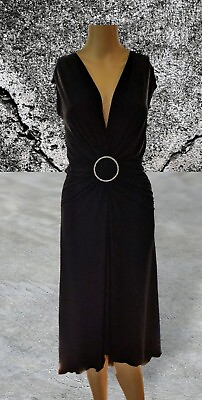 #ad BISOU BISOU Michelle Bohbot Stretchy Formal Black Long Maxi Dress Gown Size 6 $19.99