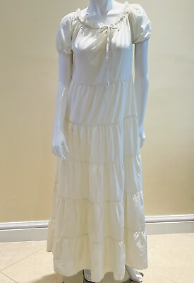 #ad Long Maxi Dress Sheer Cream Sz S M $20.00