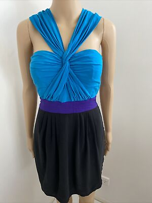 Seduce Silk Grecian Sleeveless Colour Block Sheath Dress Party Cocktail 12 AU $39.00