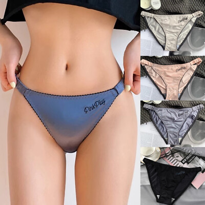 #ad #ad 1 5 Pack Lot Womens String Bikini Panties Satin Thongs Underwear Vintage Panty $21.99