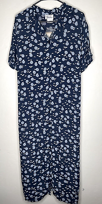 #ad Vintage 90#x27;s Kathy Lee Rayon Blue Colored Modest Maxi Dress Plus Size 18 $24.99