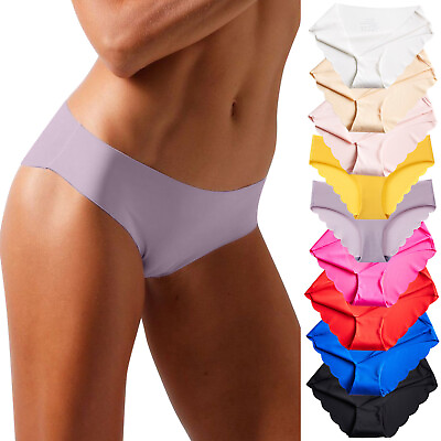 Bikini Panties for Women Women#x27;s Ice Silk Seamless Sports Low Waist Sexy Briefs $8.79