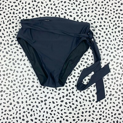 #ad J. Crew Women#x27;s Swimsuit High Waist Bikini Bottom Belted Black sz M #AK944 $39.99