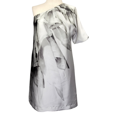 #ad Silver and Black Cold Shoulder Cocktail Dress Size 4 $18.75