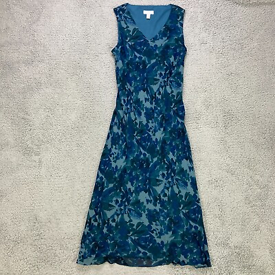 Charter Club Womens Maxi Dress Petite Size 8 Silk Flowered Blue $22.00