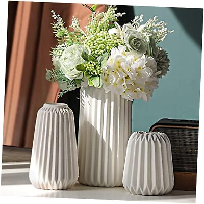 #ad White Ceramic Vase Set of 3 Boho for Modern Home DecorNordic White 3 Set $41.45