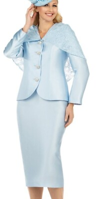 #ad 2PC Giovanna Skirt Suit Cape Size 16W141814W24W 18WColor Ice Blue $79.00