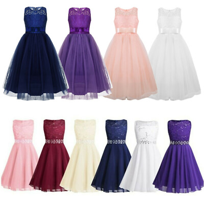 #ad Girls Flower Dress Princess Pageant Wedding Bridesmaid Evening Party Long Gowns $20.69