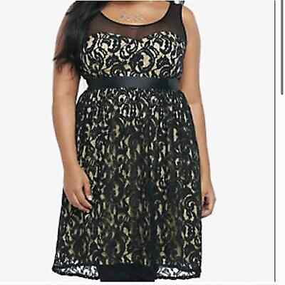 #ad NWT Torrid Black Lace Overlay Gold Yoke Mesh Party Cocktail Dress 16 $59.99