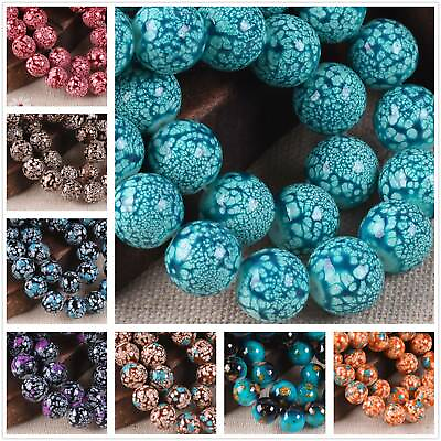 8mm 10mm Round Glass Colorful Painted Loose Crafts Beads lot Jewelry Making DIY $2.75