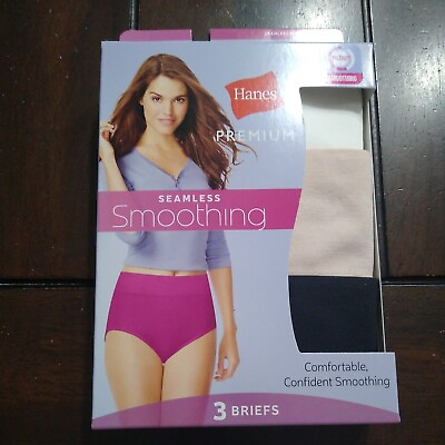 Hanes Premium Womens Seamless Smoothing Briefs Panties 3 Pack Size 9 2XL $16.00