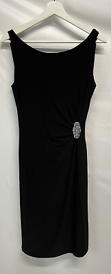 #ad #ad Ralph Lauren Evening Formal Little Dress Black Brooch Lined GORGEOUS 4 $84.19