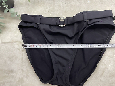 #ad Nautica Women’s Black Bikini Bottom Full Coverage Size 6 Belted Circle Accent $7.49