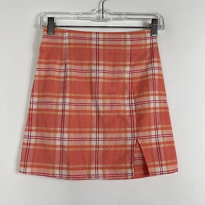 #ad #ad Wild Fable Mini Skirt Women#x27;s Size 0 Flannel Pink Plain Slit A Line Lightweight $7.49