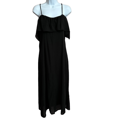 #ad Forever 21 black ruffle maxi dress size medium $8.00