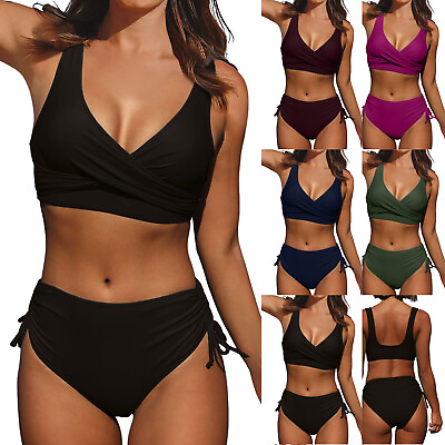 #ad Bikini Swimsuits For Women Plus Size Two Piece Fast Dry Tankini Beach Swim Wear $15.88