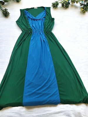 #ad jon amp; anna New York Women#x27;s Colorblock Blue Green Maxi Dress Plus Size 3x $11.70