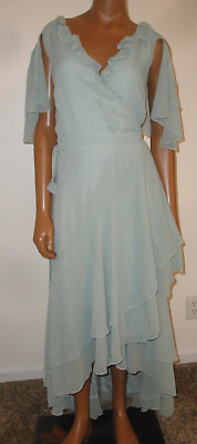 #ad MIA JOY Joyfolie Boho Long Maxi DressSundressLight Green MintRuffle SleevesS $23.99
