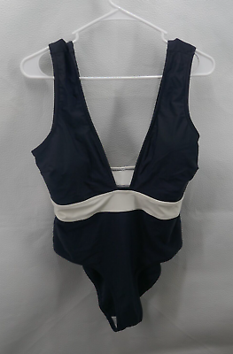 Cupshe Swimsuit Blue White Lowcut Front and Back Waist NWT L $15.00
