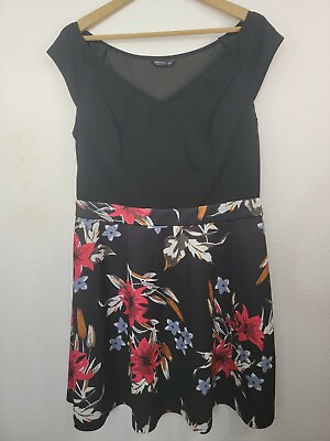 #ad Shein Curve Womens Black Floral Off The Shoulder Boho Maxi Dress Plus Size 0XL $22.99