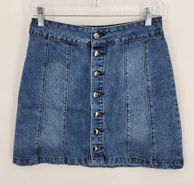 #ad BDG Urban Outfitters Skirt Womens Medium Blue Denim Button Front A Line Boho $31.81