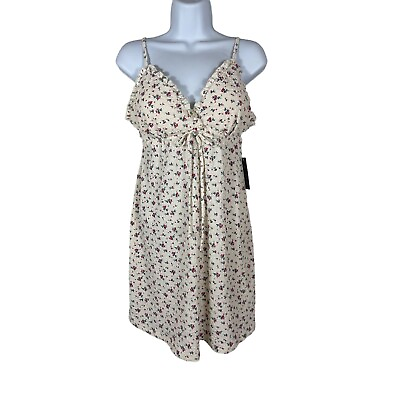 #ad Womens Summer Dress Juniors Size L 11 13 Cream Floral Spaghetti Strap New $12.00