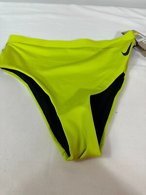 #ad Nike Women#x27;s Sneakerkini High Waist Cheeky Bikini Bottoms Size Large New Green $14.99