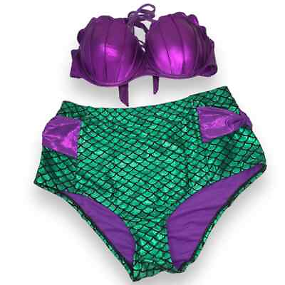 #ad Disney The Little Mermaid Ariel Cosplay 2 Piece Swimsuit Swim Top XL Bottom 0 $27.00