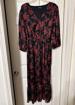 #ad Lane Bryant Woman’s Plus Size 20 Red Black Floral Dress $25.00