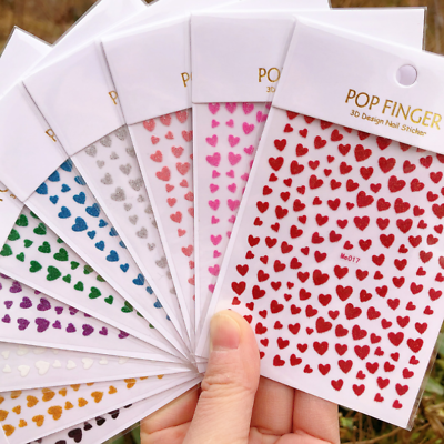 Nail Art Sticker Glitter Heart Valentine Decals Manicure DIY Peel amp; Stick NH6 $2.95