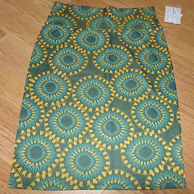 NWT LuLaRoe Womens L Green Sunflower Cassie Skirt Pencil Straight Knit $29.95