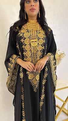#ad Long Kaftan Dubai Abaya Gown Maxi Moroccan Bridesmaid Royal Casual Black Dress $50.15
