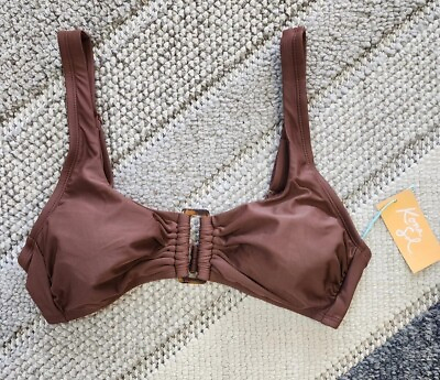 #ad NWT Kona Sol Women#x27;s Rectangle Bralette Bikini Top Mulberry Brown Size M 8 10 $8.44