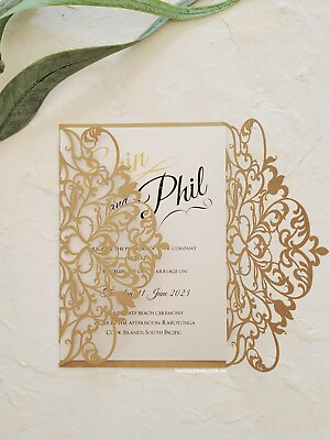 #ad Wedding invitations personalised printed design. Boho party Laser cut design x35 AU $568.00