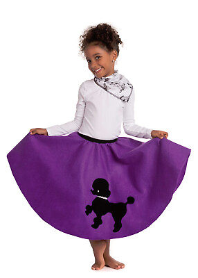 #ad Youth Poodle Skirt Purple with Musical note printed Scarf $16.99