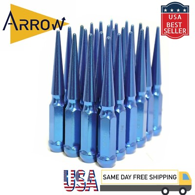#ad 32x 6quot; Extra Tall Blue M14x1.5 Spike Lug Nuts amp; Key Fit Chevrolet Models $88.31