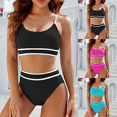Swimsuits for Teens with Shorts Women#x27;s High Waisted Bikini Sets Sporty Two $19.52