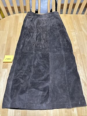 #ad Massini Women#x27;s vintage Dark Brown Genuine Leather Long Maxi Skirt Sz 6 $24.25