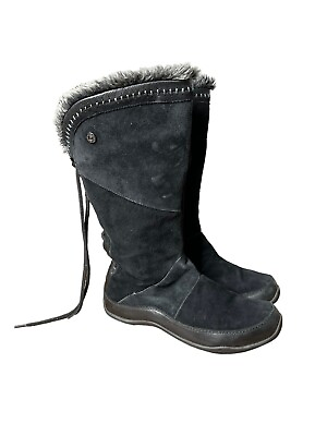 North Face Boots Womens 8.5 Black Suede Janey Mid Calf Waterproof Fur Insulated $39.99
