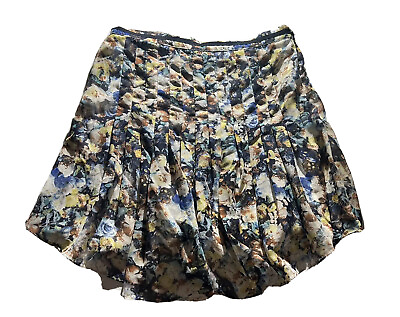 #ad Poppylark Size M Skirt Length 17 21” Pleated Floral Zipper Asymmetrical #ST3 $7.00