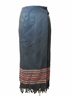 #ad #ad Worthington Wraparound Skirt Size 12 Boho Indian Wool Blend Fringe Maxi $20.00