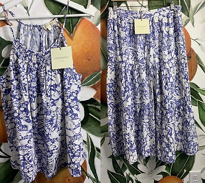 #ad #ad Cynthia Rowley Womens Large Blue Floral 2 Piece Skirt Set NEW $24.99