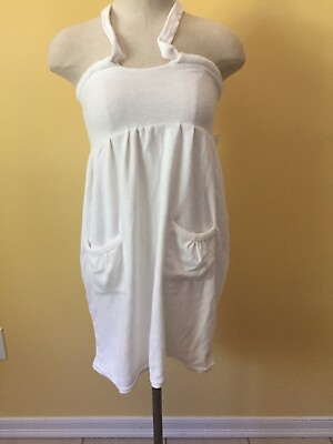 #ad Womens bathing suit Coverup White Terry Cloth Beach Cover Up Small Pockets NWT $24.30