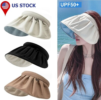 Women#x27;s Sun Visor UPF 50 Wide Brim Foldable Summer Sun Hat Anti UV Protection $7.99
