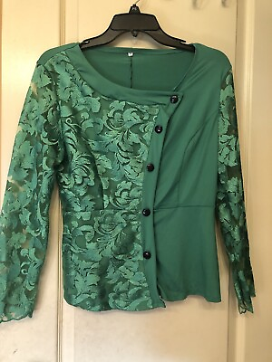 #ad 2 Pcs women Suit Green Jacket Skirt $50.00