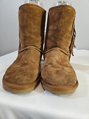 #ad Apres Womens Boots Size 9 Brown Suede Leather Faux Fur Lined Warm $20.00